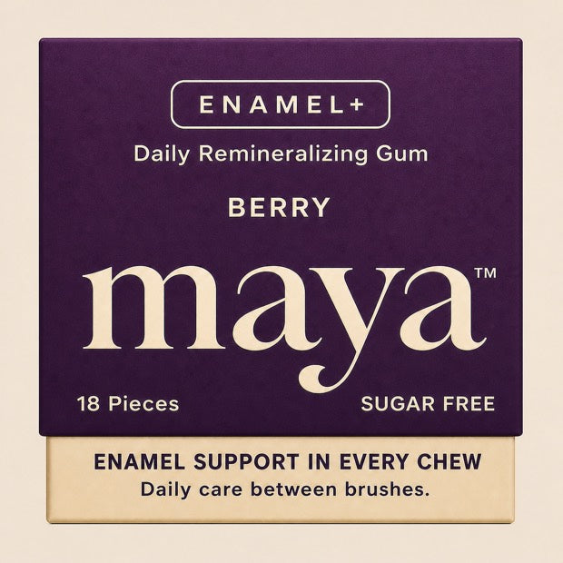 Maya ENAMEL+ Daily Remineralizing Gum, Berry, 18 pieces