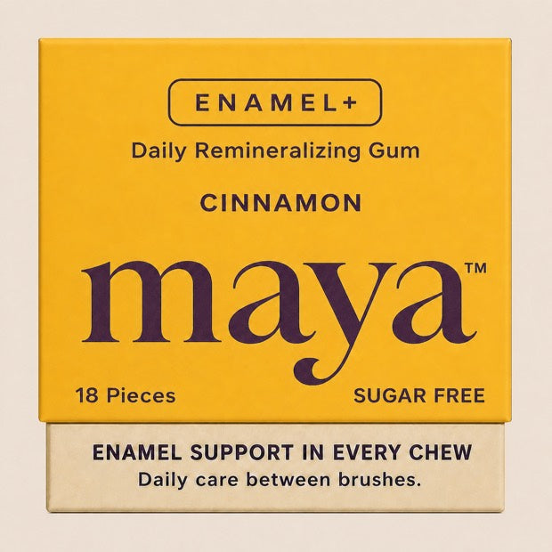 Maya ENAMEL+ Daily Remineralizing Gum, Cinnamon, 18 pieces