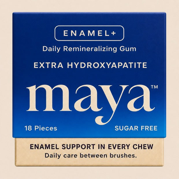Maya ENAMEL+ Daily Remineralizing Gum, Extra Hydroxyapatite, 18 pieces