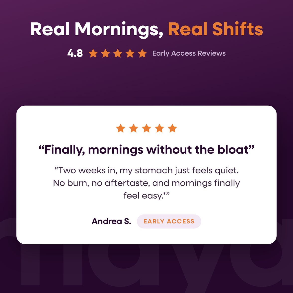 Maya GUT+ early access review card: finally mornings without the bloat, 4.8 stars